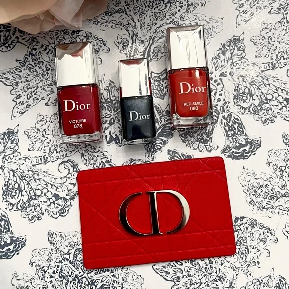 DIOR VERNIS (3) High Gloss Nail Polish and CD Limited Edition Compact Mirror - Picture 1 of 13